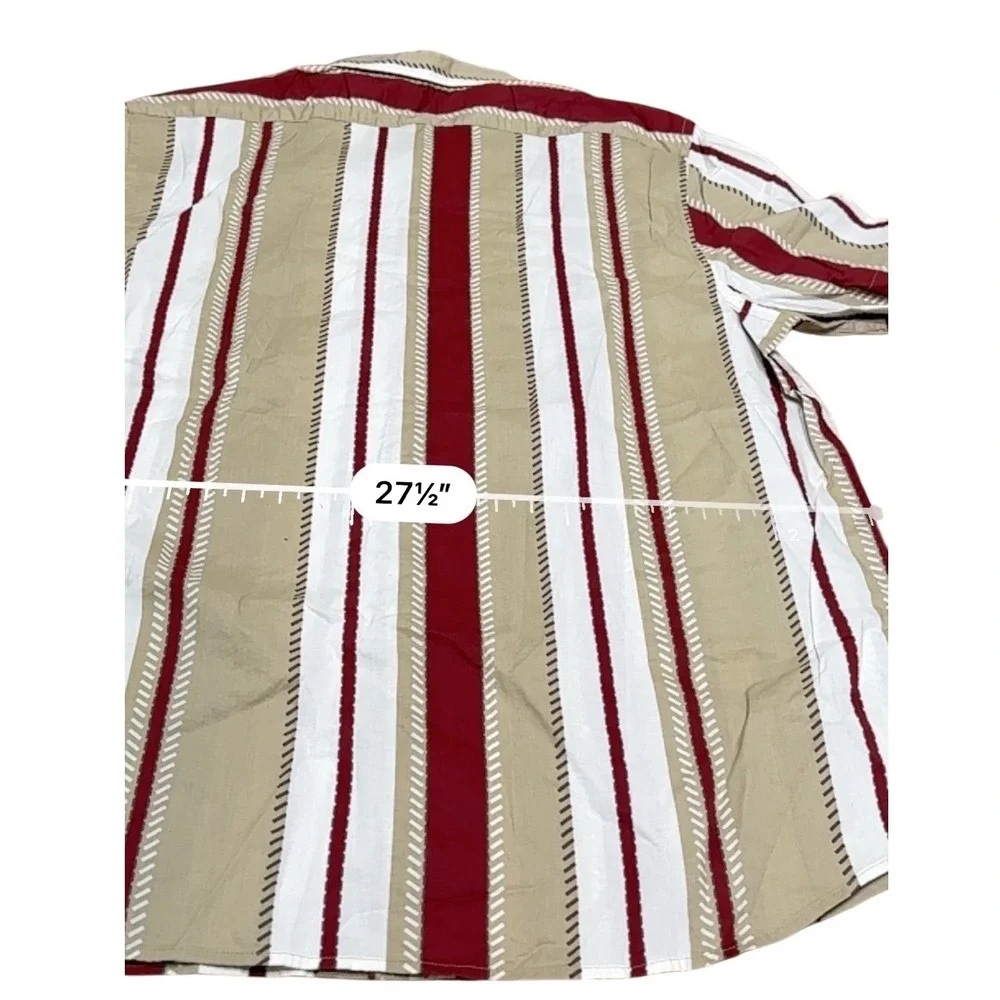 Banana Republic Mens XXL Slim Fit Organic Cotton Striped‎ Short Sleeve Shirt NEW